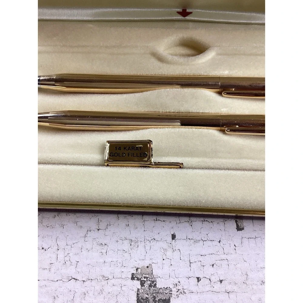 14kt Gold Filled Vintage Cross Ball Pen Pencil, Box & Set No. 1501 Office Lawyer
